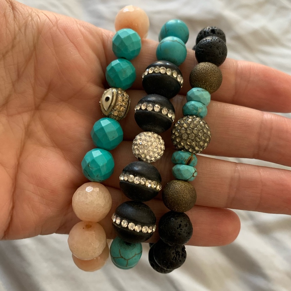 Gemelli - natural stone bracelet trio